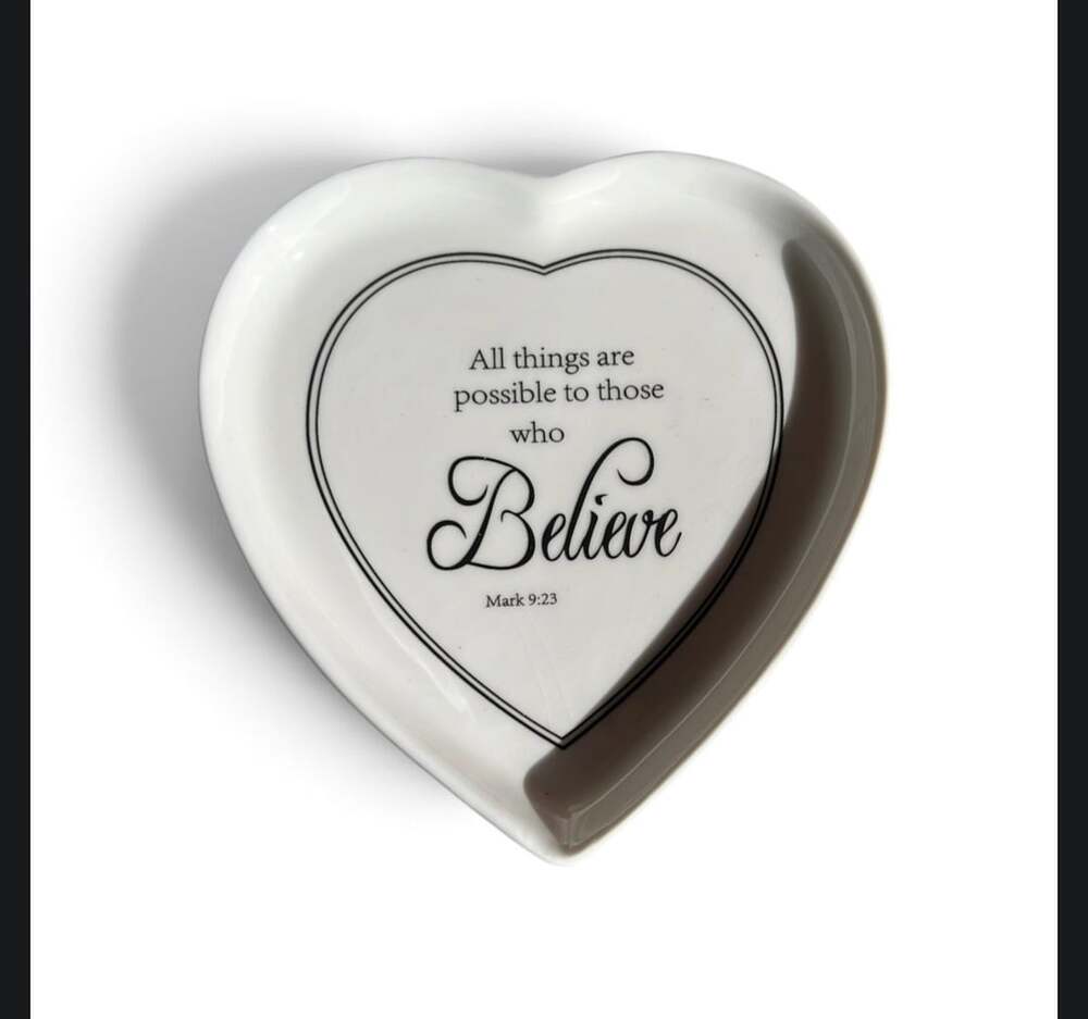 Home Essentials and Beyond Heart Trinket Dish All Things Are Possible